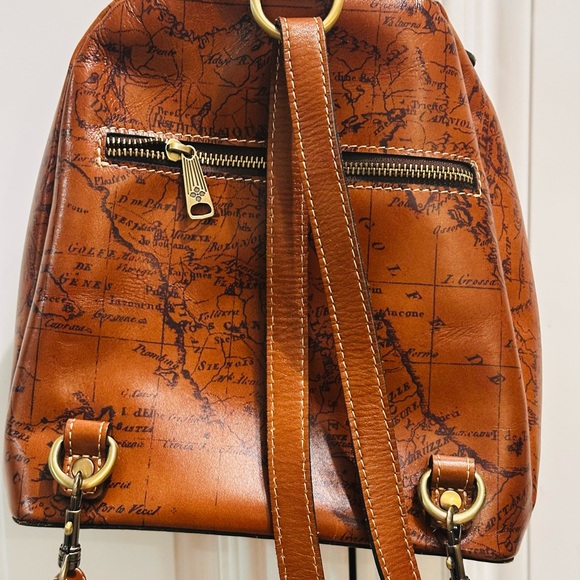 Patricia Nash Cognac Map-Print Leather Mini Backpack main image 7